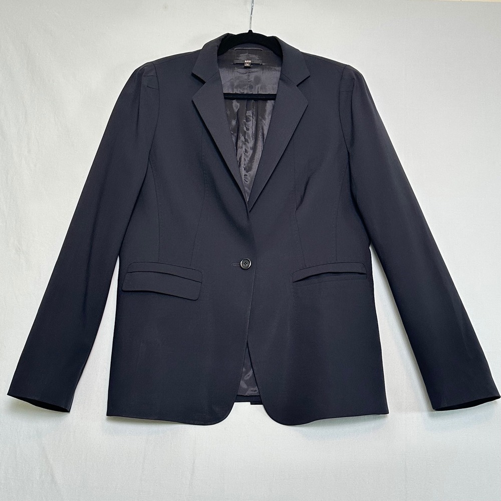 Hugo Boss Blazer Jirani1 Virgin Wool Stretch Single Button Navy 14 Tailored